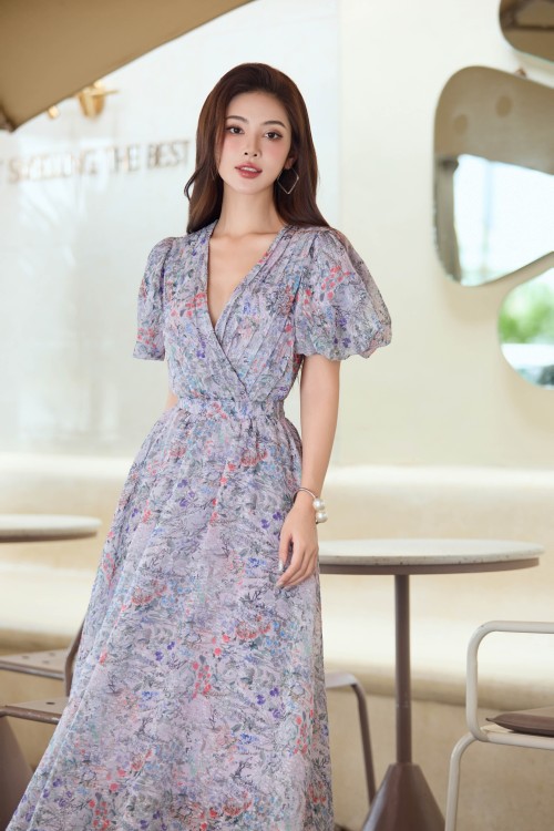 Sixdo Light Purple Voile Flared Dress